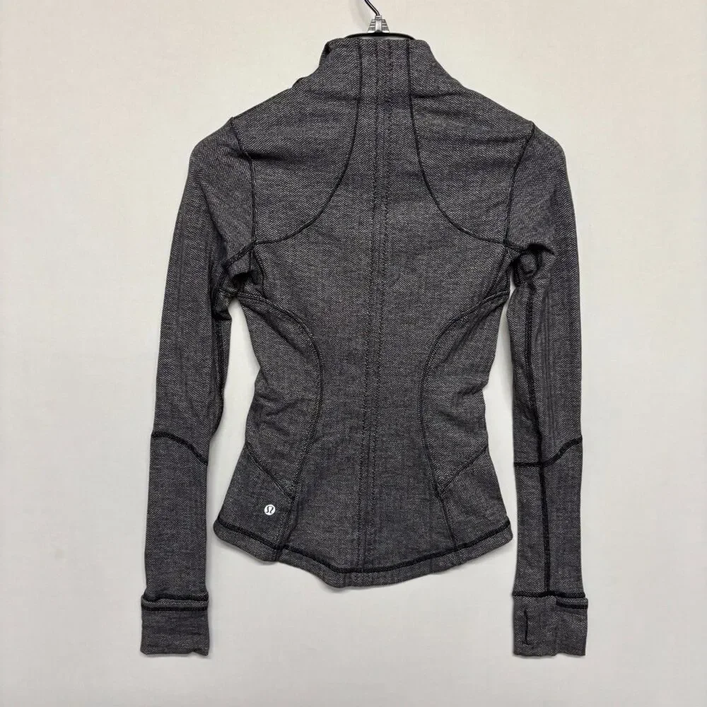 Lululemon Women Define Jacket Size 2 Herringbone Gray Full Zip C131 -8
